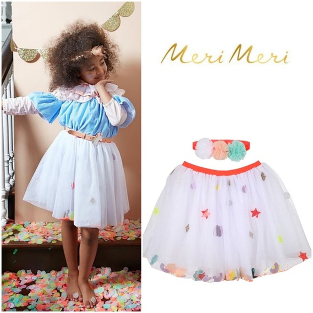 Meri Meri White Sequin Confetti Tutu and Headband